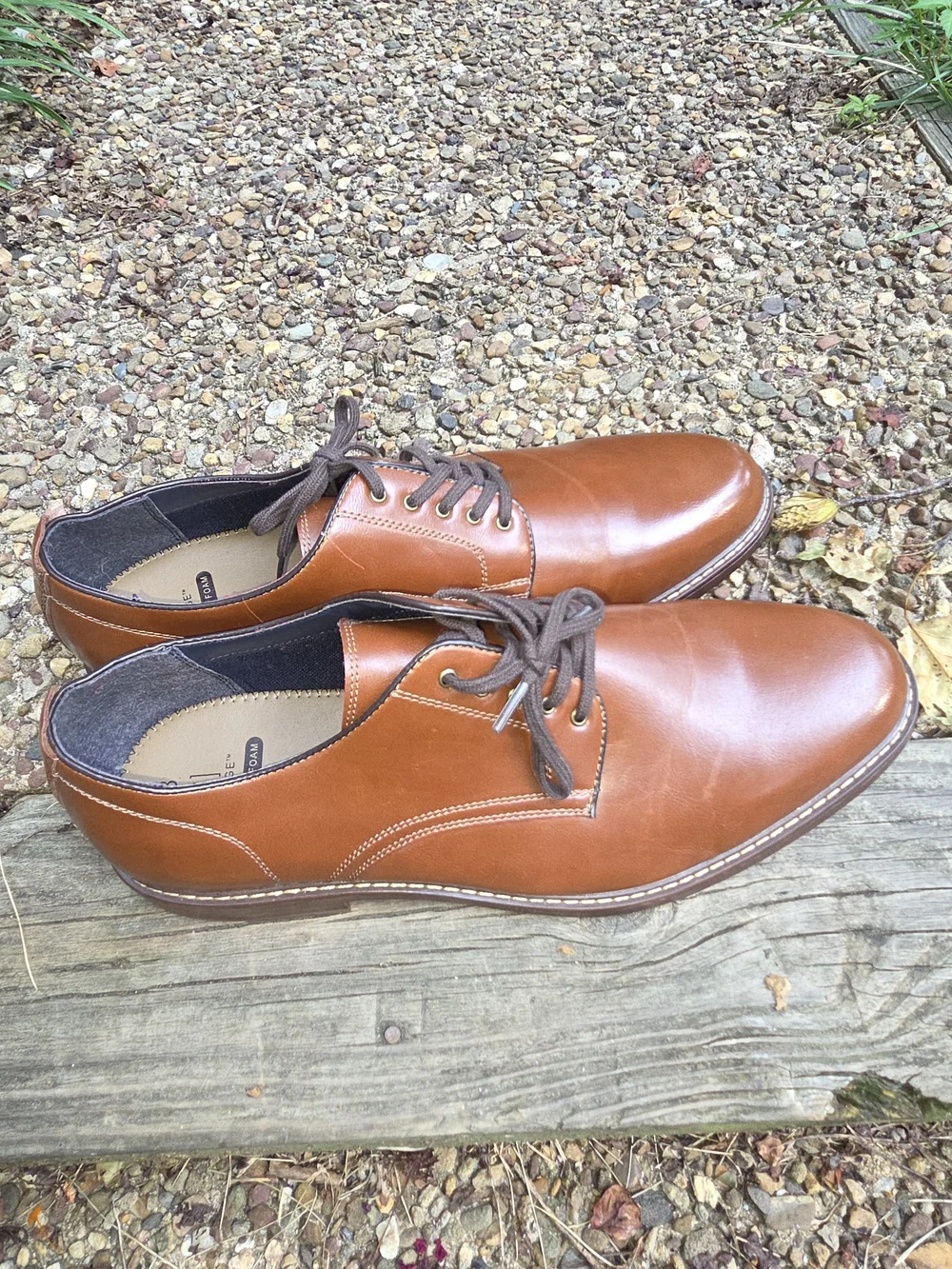 George Tan  Man Made Leather Derby Shoes with Dark Brown Laces